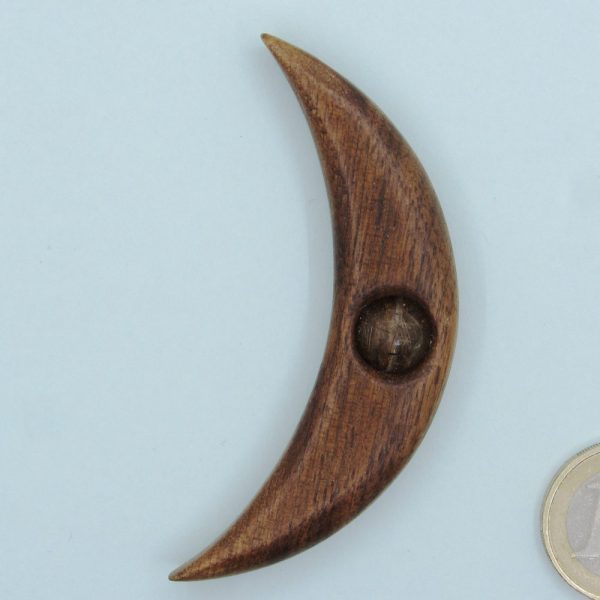 Anhänger Mondsichel Nussbaum mit Rutilquarz - Unikat Nr. 163
