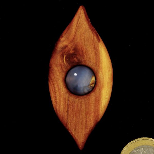 Anhänger Zwetschgenholz mit Chalcedon - Unikat Nr. 138