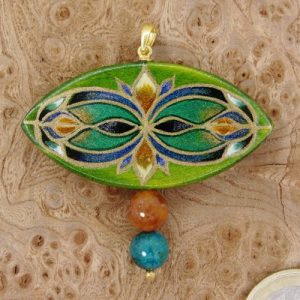 Produktbild Kettenanhänger Jugendstil mit Sonnenstein und Chrysokoll - Unikat Nr. 839